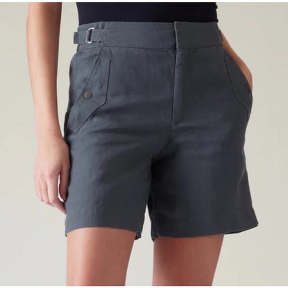 Athleta Granite Blue Voyager 100% Linen Shorts – Size 0 - Picture 1 of 13